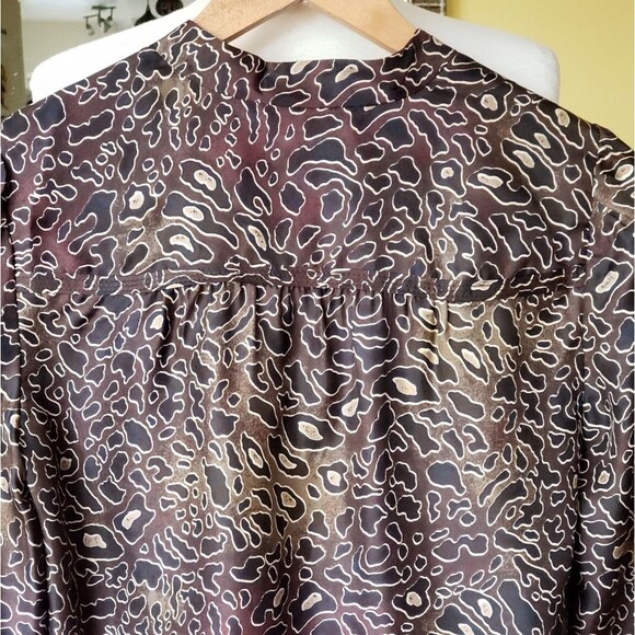 Tory Burch Silk Leopard Animal Print Tunic Blouse Brown Black Size 2 - Picture 5 of 10